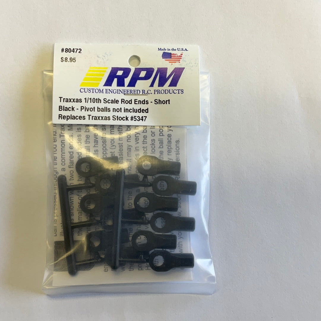 RPM Short Traxxas Turnbuckle Rod End Set (Black) (12)