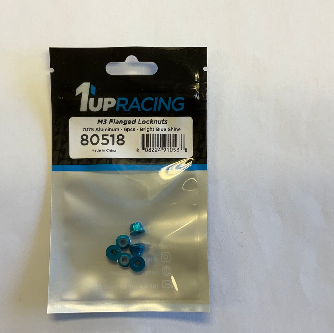 1UP Racing 3mm Aluminum Flanged Locknuts w/Chamfered Finish (6)