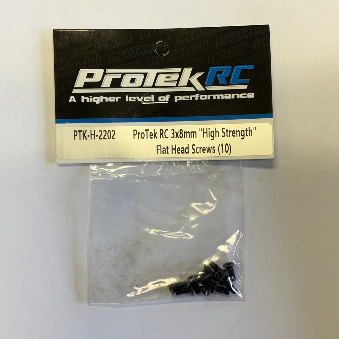 ProTek RC 3x8mm &quot;High Strength&quot; Flat Head Screws (10)