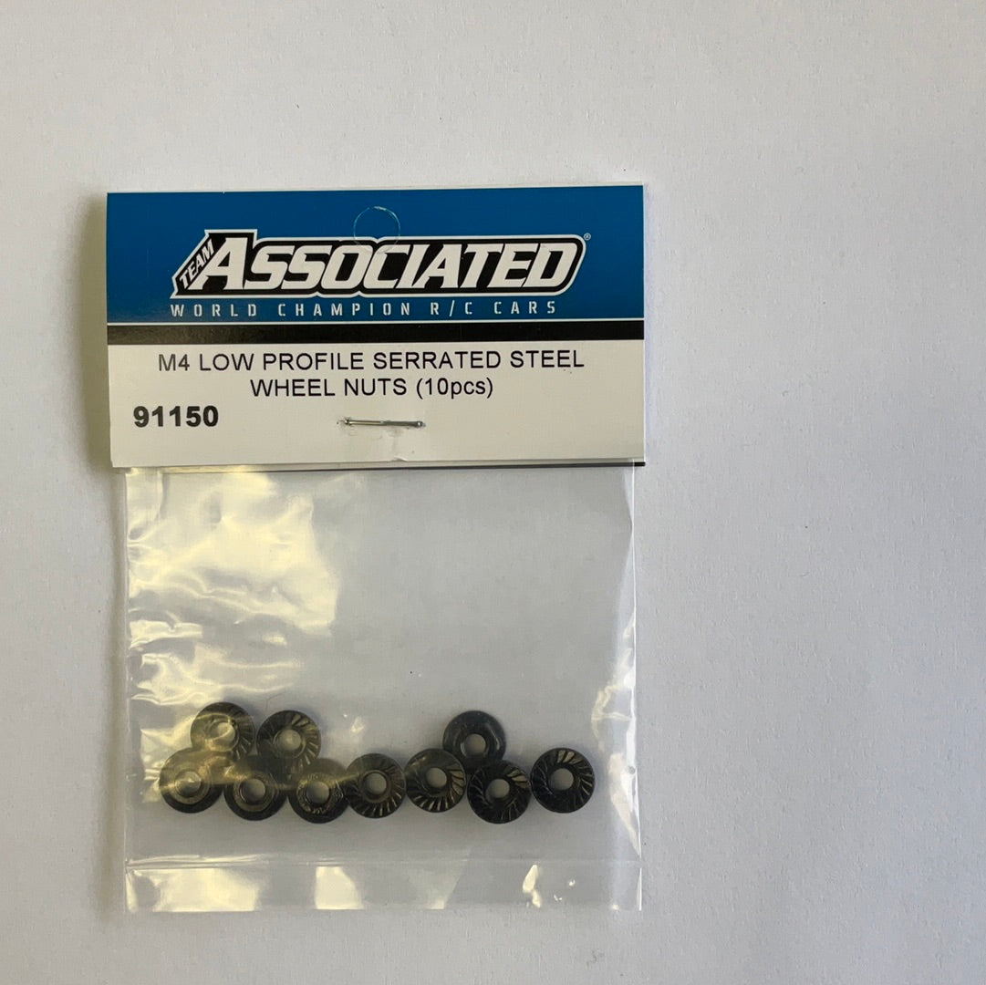 Team Associated M4 Low Profile Serrated Steel Wheel Nuts (10)