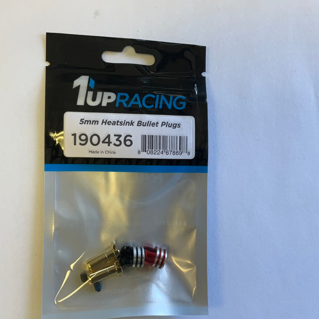 1UP Racing Heatsink Bullet Plug Grips w/5mm Bullets (Black/Red)