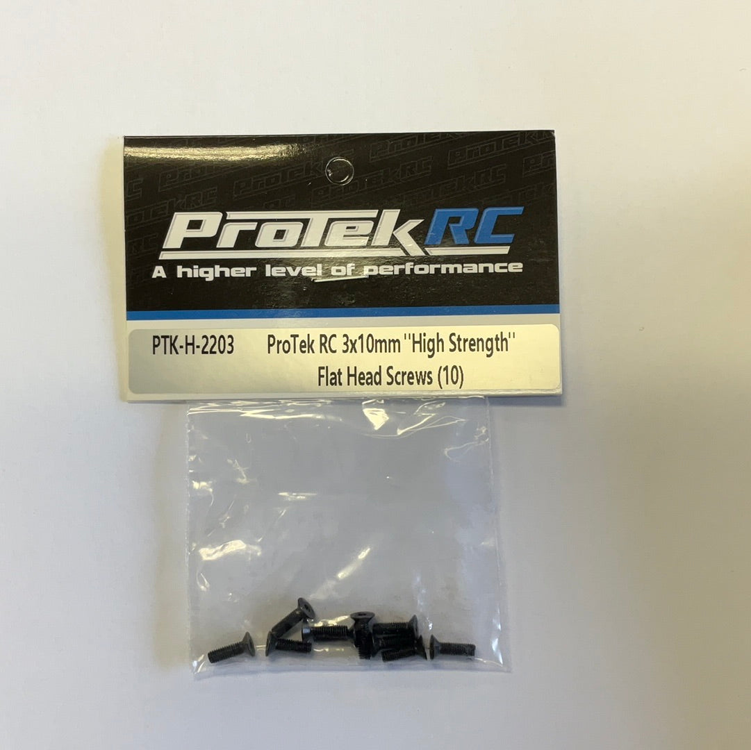 ProTek RC 3x10mm &quot;High Strength&quot; Flat Head Screws (10)