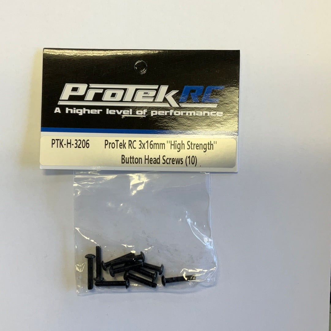 ProTek RC 3x16mm &quot;High Strength&quot; Button Head Screws (10)