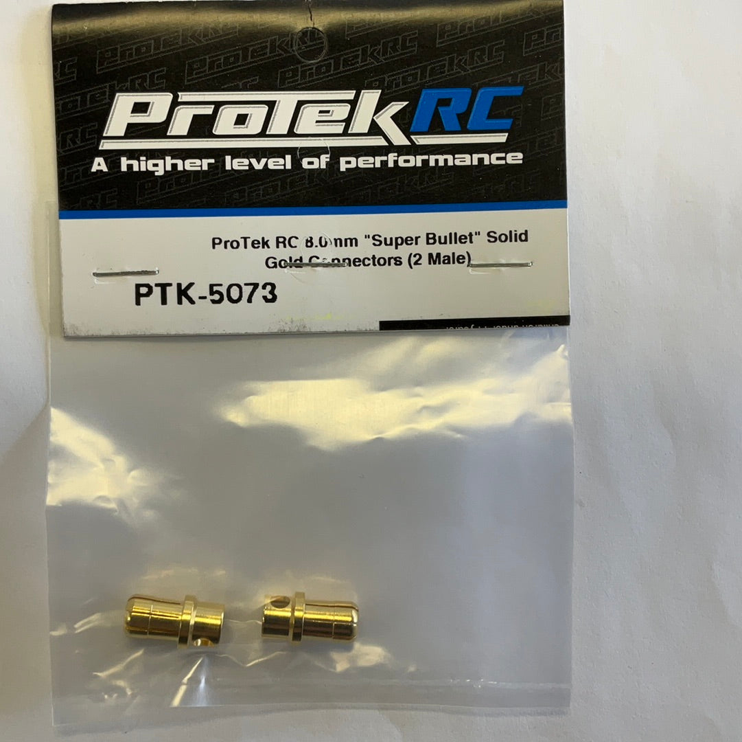 ProTek RC 8.0mm &quot;Super Bullet&quot; Solid Gold Connectors (2 Male)