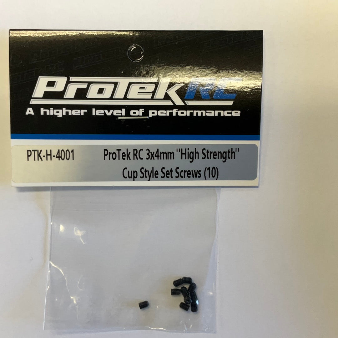 ProTek RC 3x4mm &quot;High Strength&quot; Cup Style Set Screws (10)