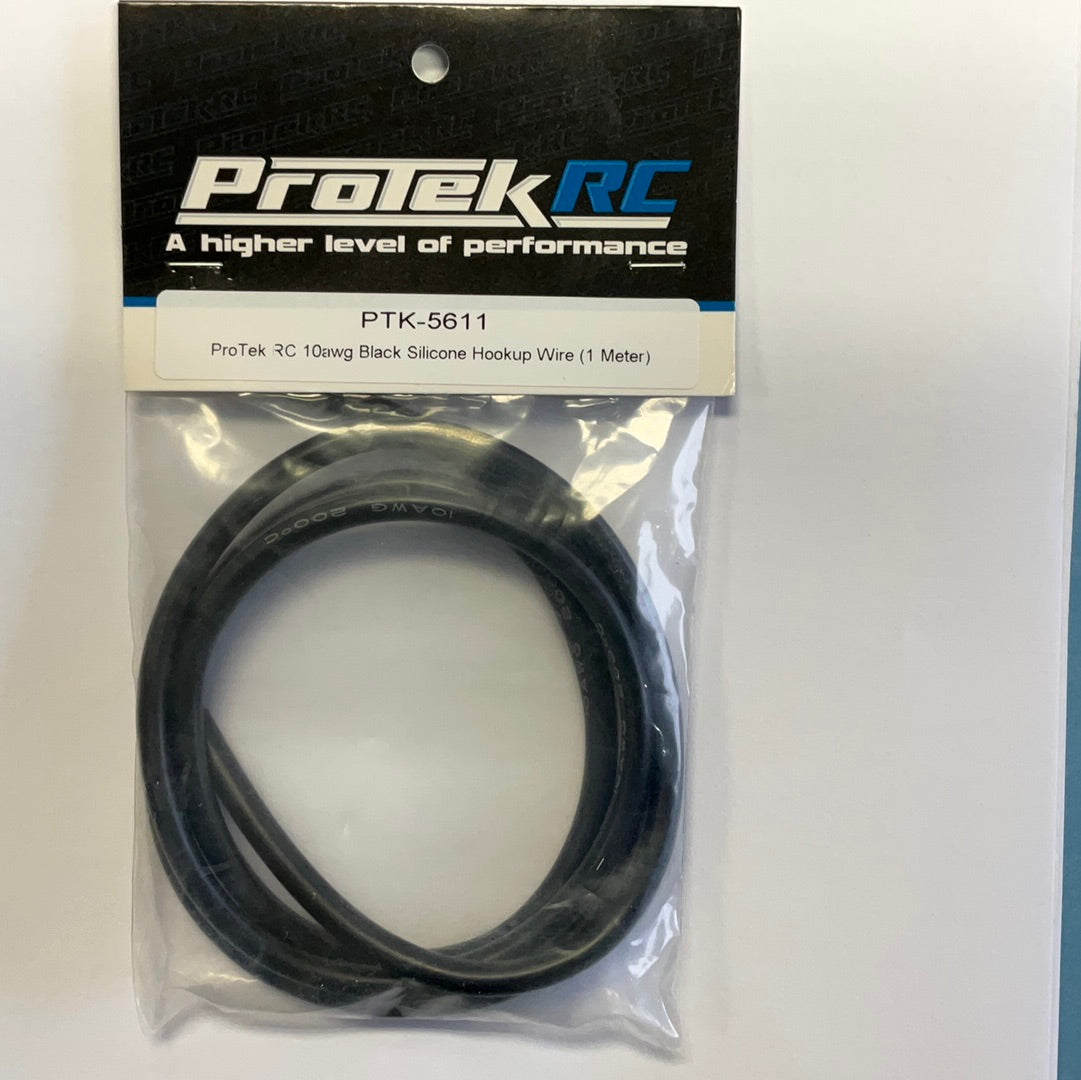 ProTek RC Silicone Hookup Wire (Black) (1 Meter) (10AWG)